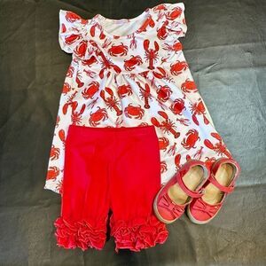 Brylin Marie Top, Ruffle Shorts Outfit 4/5T NWOT & Mary Jane Shoes SZ 9